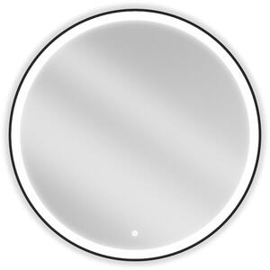 Mexen Esso osvetlené kúpeľňové zrkadlo, okrúhle 90 cm, LED 6000K, proti zahmlievaniu, čierny rám - 9825-090-090-611-70