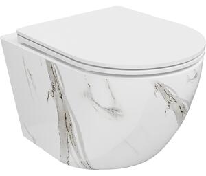 Mexen Lena miska WC Rimless s pomaly zasúvaniou slim sedákom, duroplast, biely kameň - 30224094