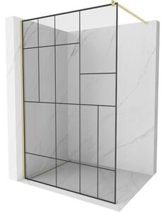 Mexen Kioto sprchová stena Walk-in 80 x 200 cm, čierny vzor 8 mm, zlatá kartáčovaná - 800-080-101-55-78