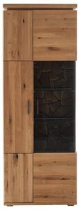 VITRÍNA, trámový dub, sivá, farby duba, 75/204/37 cm Waldwelt - Obývacie zostavy
