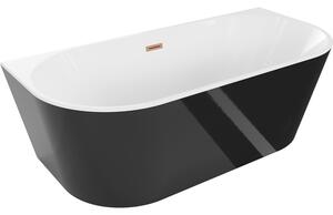Mexen Oval voľne stojaca pri stene vaňa 160 x 80 cm, biela/čierna, prepad matná meď - 52671608075-65