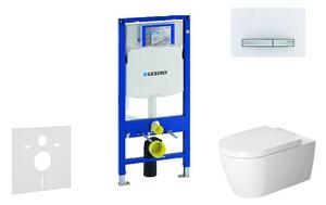 Geberit Duofix - Modul na závesné WC s tlačidlom Sigma50, alpská biela + Duravit ME by Starck - WC a doska, Rimless, SoftClose 111.300.00.5 NM8