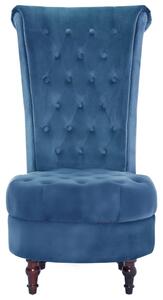Stolička s vysokým operadlom, modrá, zamat