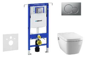 Geberit Duofix - Modul na závesné WC s tlačidlom Sigma01, matný chróm + Tece One - sprchovacia toaleta a doska, Rimless, SoftClose 111.355.00.5 NT3