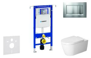 Geberit Duofix - Modul na závesné WC s tlačidlom Sigma30, matný chróm/chróm + Duravit ME by Starck - WC a doska, Rimless, SoftClose 111.355.00.5 NM7