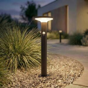 LED solárne podlahové svietidlo PRIOS Kalen, čierne, 50 cm, so senzorom, Čierna, kov, Moderný, Vonkajčie stĺpové osvetlenie