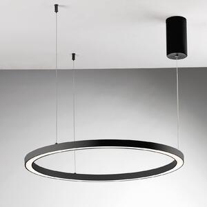 LED závesné svietidlo Hoop, čierna, Ø 80 cm, kov,, Čierna, Obývacia izba / jedáleň, Hliník, Moderný, Závesné svietidlo