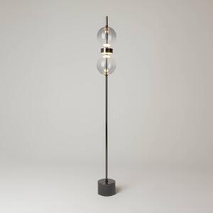 LED stojacia lampa DOUBLE MOON, čierna/dymovo sivá, výška 146 cm, Hliník / sivá / zinok, Obývacia izba / jedáleň, kov, Moderný, Stojaca lampa
