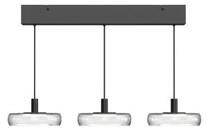 LED závesné svietidlo FLOAT, číra/čierna, 3-pl., 68 cm, sklo/kov, Jasné / priehľadné, Obývacia izba / jedáleň, Sklo, Moderný, Závesné svietidlo