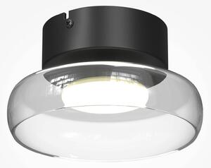 Stropné LED svetlo FLOAT, číre/čierne, Ø 20 cm, sklo/kov, Jasné / priehľadné, Obývacia izba / jedáleň, Sklo, Moderný, Stropné svetlo polkruhové s priestorom