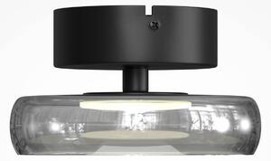 Stropné LED svetlo FLOAT, šedá/čierna, Ø 20 cm, sklo/kov, Hliník / sivá / zinok, Obývacia izba / jedáleň, Sklo, Moderný, Stropné svetlo polkruhové s priestorom