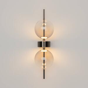 LED nástenné svetlo DOUBLE MOON, dymovo šedá, výška 43 cm, sklo, Hliník / sivá / zinok, Obývacia izba / jedáleň, Sklo, Moderný, Nástenné svietidlo