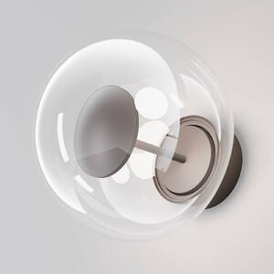 Vonkajšie nástenné LED svietidlo Velora, hnedé/číre, Ø 20 cm, sklo, IP54, Hnedá / hrdzavá, Hliník, Moderný, Nástenné svietidlo