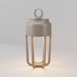 Stolová LED lampa na batérie Vetra, béžová, výška 22 cm, kovová, IP54,, Krémová / jantárovo žltá, Obývacia izba / jedáleň, kov, Moderný, Lampáš