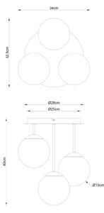 Stropné svietidlo Harmon, béžové/biele, sklo, Ø 34 cm, E14, Krémová / jantárovo žltá, Obývacia izba / jedáleň, Sklo, Závesné svietidlo