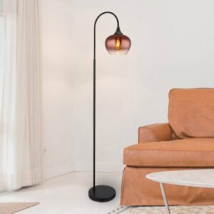 Stojacia lampa Maxy, medená/čierna, sklo, výška 150 cm, E27, Meď, Obývacia izba / jedáleň, Sklo, Stojaca lampa