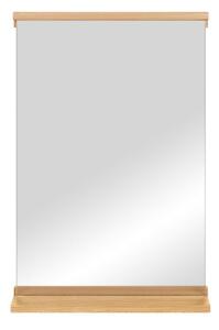 Nástenné zrkadlo s poličkou s dreveným rámom 50x75 cm Lun – noo.ma