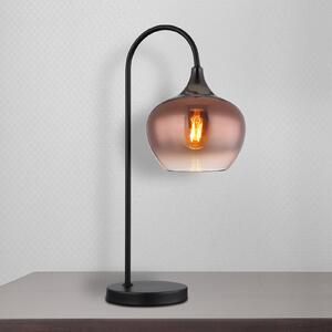 Stolová lampa Maxy, medená/čierna, sklo, výška 54 cm, E27, Meď, Obývacia izba / jedáleň, Sklo, Stojacie svietidlo