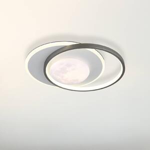 Stropné LED svetlo Moon, čierna/sivá, kov, 37 cm, Čierna, Chodba, kov, Závesné svietidlo