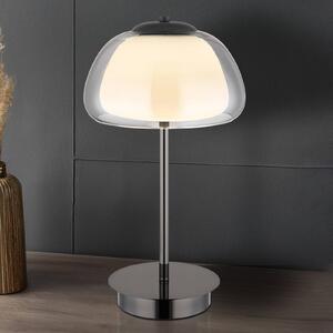 Stolová LED lampa Avila, dymovo šedá/čierna, sklo, stmievateľné, Hliník / sivá / zinok, Obývacia izba / jedáleň, Sklo, Stolová lampa