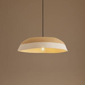 Lindby závesné svietidlo Caliva, Ø 60 cm, béžová/biela, konopné lano, Krémová / jantárovo žltá, Obývacia izba / jedáleň, Textil / látka / hodváb, Moderný, Závesné svietidlo