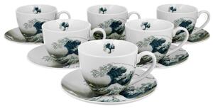 Porcelánová šálka s podšálkou Hokusai The Great Wave 250 ml sada 6ks