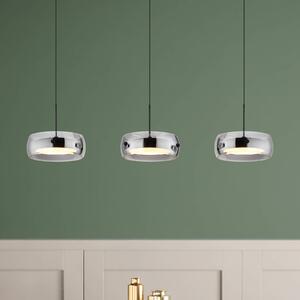 LED závesné svietidlo Livion, dymovo šedá/čierna, sklo, 85 cm, Hliník / sivá / zinok, Obývacia izba / jedáleň, Sklo, Závesné svietidlo