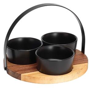 Kameninová servírovacia miska Black 9,5x4 cm sada 3ks