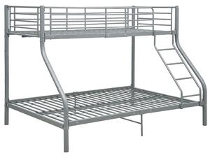Rám poschodovej postele sivý kovový 140x200/90x200 cm
