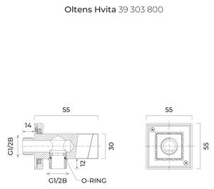 Oltens Hvita uhlový konektor s rukoväťou zlatá 39303800