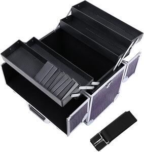 Prenosný kufrík v dvoch farbách na šperky a kozmetiku, čierny, fialový, uzamykateľný