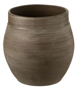 Hnedý antik keramický obal na kvetináč Gio Refuge - Ø 25*25 cm - J-Line by Jolipa