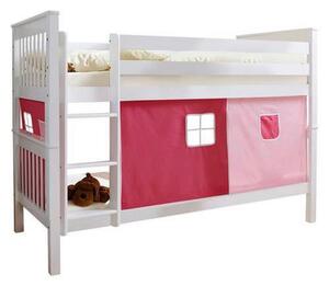 Poschodová posteľ ružový záves Sammy 90x200 Cm Biela