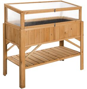 Vyvýšený záhon s policou a záhradným pareniskom 119x57x124cm - hnedá