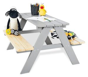 Pinolino Detský piknikový stôl s lavicami Nicki für 4 drevený sivý