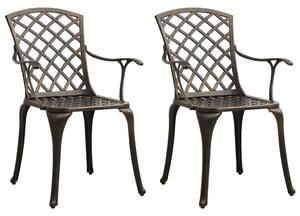 Záhradné stoličky 2 ks odlievaný hliník bronzové