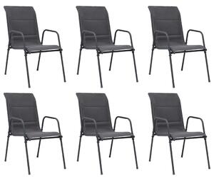 Stohovateľné záhradné stoličky 6 ks oceľ a textilén antracitové