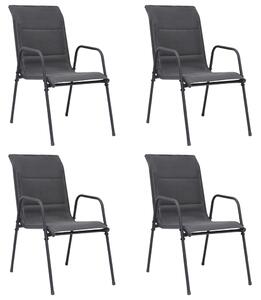 Stohovateľné záhradné stoličky 4 ks oceľ a textilén antracitové