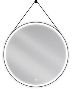 Mexen Reni zrkadlo do kúpeľne podsvietené, okrúhle 90 cm, LED 6000K, proti zahmlievaniu, čierny rám - 9812-090-090-611-70