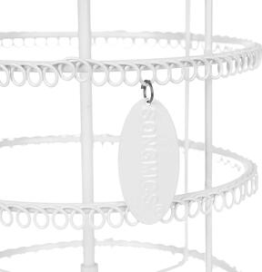 Kruhový stojan na šperky bez podstavca, 4 poschodia, kovový, biely