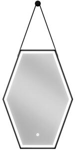 Mexen Orla kúpeľňové zrkadlo podsvietené 50 x 70 cm, LED 6000K, proti zahmlievaniu, čierny rám - 9815-050-070-611-70