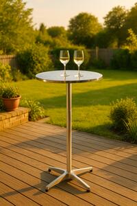 Barový stôl 115 cm okrúhly - strieborný