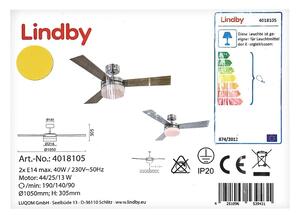 Lindby Lindby - Stropný ventilátor ALVIN 2xE14/40W/230V LW1127 + záruka 3 roky zadarmo