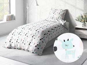 Biante Detské bavlnené posteľné obliečky Sandra SA-369 Srnčekovia a ježkovia v lese Jednolôžko 140x200 a 70x90 cm