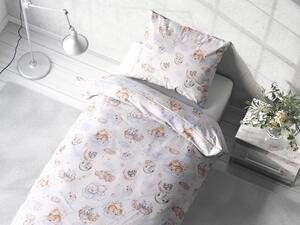 Biante Detské bavlnené posteľné obliečky Sandra SA-368 Spiace zvieratká na oblohe Predĺžené 140x220 a 70x90 cm