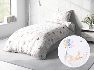 Biante Detské bavlnené posteľné obliečky Sandra SA-374 Pandy líšky a zajačiky s balónikmi Jednolôžko 140x200 a 70x90 cm