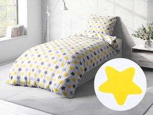 Biante Detské bavlnené posteľné obliečky Sandra SA-203 Žlto-sivé hviezdy Predĺžené 140x220 a 70x90 cm