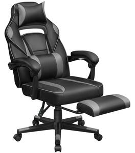 SONGMICS Herná stolička, nastaviteľná, ergonomická, bedrová a opierka hlavy, čierna, sivá