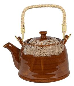 Hnedobiela porcelánová kanvička na čaj - 14*12*12 cm / 0,75L - Clayre & Eef