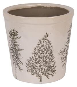 Béžový obal na kvetináč so stromčekmi Natural Pine Trees - Ø 17*16 cm - Clayre & Eef